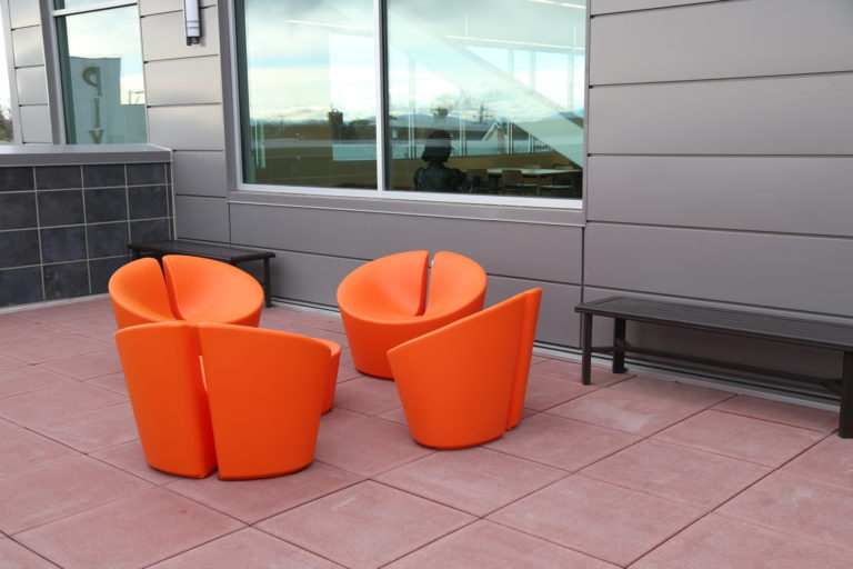 Nampa Library orange outdoor chairs