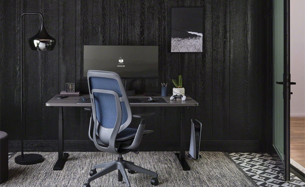 Dark and moody home office